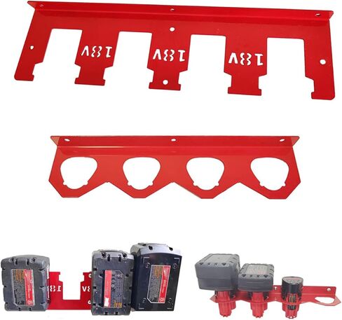 METAL Battery Organizer Mount Holder Fit for Milwaukee M18 M12 Battery 1pc for 12V and 1pc for 18V Battery in Kuwait