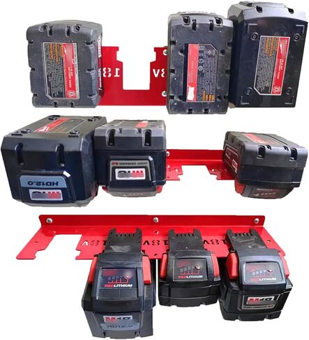 METAL Battery Organizer Mount Holder Fit for Milwaukee M18 M12 Battery 1pc for 12V and 1pc for 18V Battery in Kuwait