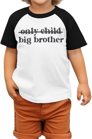 Big Brother Shirt Toddler Boy Only Child Promoted to Big Brother Announcement T-Shirt Kids Raglan Short Sleeve Tees in Kuwait