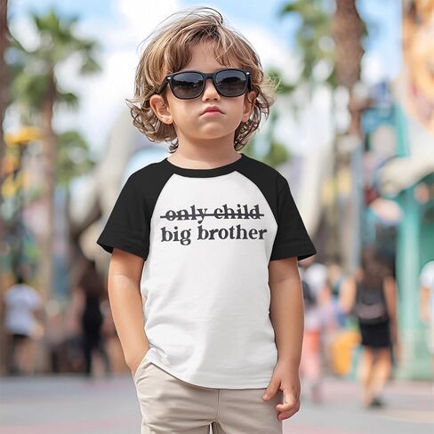 Big Brother Shirt Toddler Boy Only Child Promoted to Big Brother Announcement T-Shirt Kids Raglan Short Sleeve Tees in Kuwait