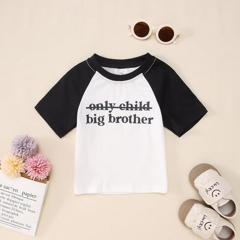 Big Brother Shirt Toddler Boy Only Child Promoted to Big Brother Announcement T-Shirt Kids Raglan Short Sleeve Tees in Kuwait