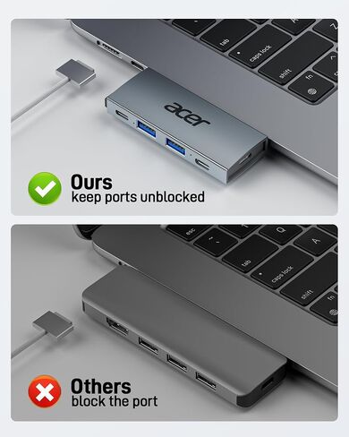 محول موزع USB C من Acer لأجهزة MacBook، 6 في 2 ملحقات MacBook متعددة المنافذ USB C قابلة للفصل مع محول USB C إلى HDMI و2 USB A 3.0، 2 USB C، PD 100W منافذ شحن لجهاز MacBook Pro/Air M1 M2 M3 in Kuwait