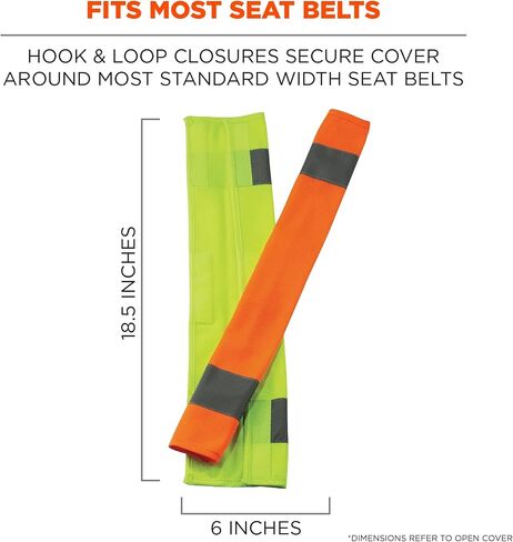 Ergodyne unisex adult Hi-vis - 2-pk 8004 Hi Vis Seat Belt Cover 2 PK, Lime in Saudi Arabia