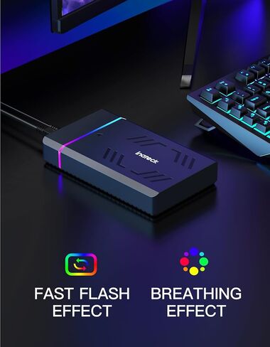 Inateck RGB 3.5-Inch Hard Drive Enclosure, USB 3.0 External Hard Drive Enclosure for 2.5''/3.5'' SATA HDD and SSD, with Expansion Ports and 12V/2A Power Adapter, Supports Up to 20TB, FE3003 in Kuwait