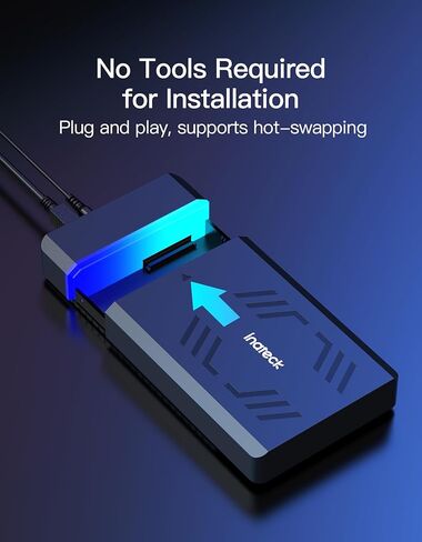 Inateck RGB 3.5-Inch Hard Drive Enclosure, USB 3.0 External Hard Drive Enclosure for 2.5''/3.5'' SATA HDD and SSD, with Expansion Ports and 12V/2A Power Adapter, Supports Up to 20TB, FE3003 in Kuwait