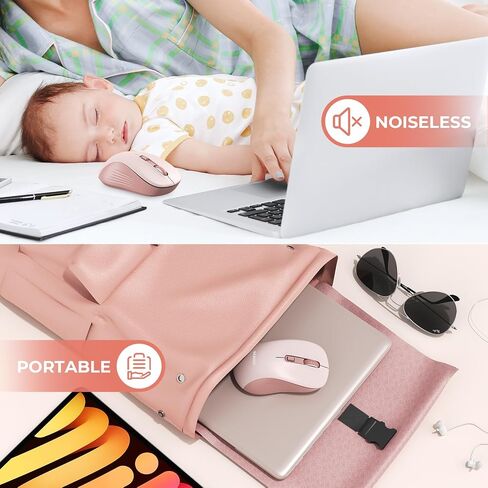 seenda Wireless Mouse, Bluetooth Mouse for Laptop - Dual Mode (Bluetooth + 2.4G USB) Computer Mouse Compatible with MacBook, Windows Computers/Laptops - Black in Saudi Arabia