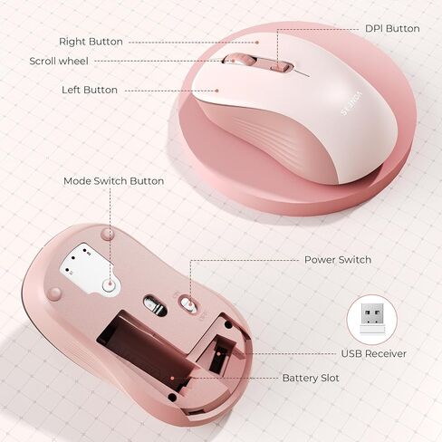 seenda Wireless Mouse, Bluetooth Mouse for Laptop - Dual Mode (Bluetooth + 2.4G USB) Computer Mouse Compatible with MacBook, Windows Computers/Laptops - Black in Saudi Arabia