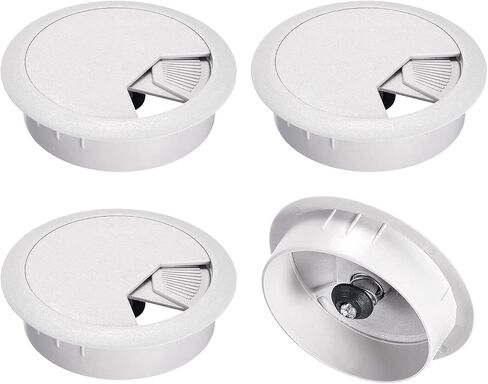 uxcell 4Pcs Cable Hole Cover 2 Inch/50 mm ABS Desk Cable Wire Cord Grommet Hole Cover for Office PC Desk Cable Cord Organizer, White in Saudi Arabia