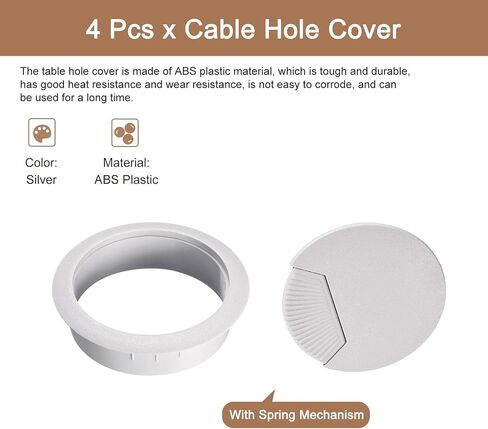 uxcell 4Pcs Cable Hole Cover 2 Inch/50 mm ABS Desk Cable Wire Cord Grommet Hole Cover for Office PC Desk Cable Cord Organizer, White in Saudi Arabia
