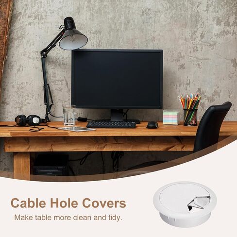 uxcell 4Pcs Cable Hole Cover 2 Inch/50 mm ABS Desk Cable Wire Cord Grommet Hole Cover for Office PC Desk Cable Cord Organizer, White in Saudi Arabia