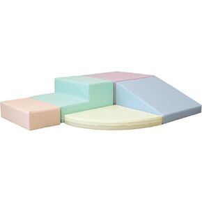 IGLU Set 6 Pastel Soft Play Forms, Large Foam Blocks, Baby Slide, Indoor Climbing Toys for Toddlers 1-3, Climbing Blocks, Baby Crawling Helper, Montessori Climbing Toys