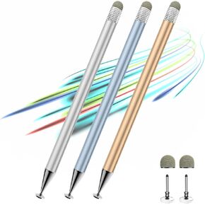 Stylus Pen for Touchscreen,3pcs 2in1 High Precision Sensitivity Stylus, Suitable for iPhone/ipad/Android Stylus for ipad,Compatible with All Touch(Green/Purple/Rose Gold + 4Tips)
