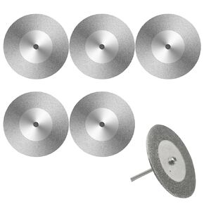5 Pieces 60mm Glass Cutting Disc Diamond Cutting Disc Cut Off Wheels with 5Pcs Mandrel 1/8'' Shank Stone Blade for Polishing Tiles Marble Plastic Jade Rotary Tool Drill Attachment 2.36 Inch