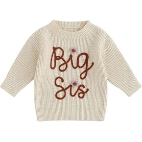 Baby Girl Valentines Day Sweater Cute Long Sleeve Heart Embroidery Knit Pullover Jumper Top Winter Spring Clothes