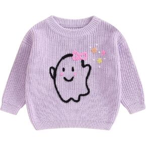 0-3T Infant Baby Girl Halloween Outfit Ghost/Skull Knit Sweater Toddler Baby Girl Winter Long Sleeve Sweatshirt in Saudi Arabia