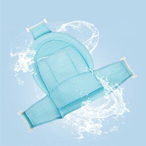 Baby Bathing Support Mat Bathtub Pad Baby Bath Seat T Shaped Slip Proof 30Kg Bearing Capacity for 0 to 3 Year Old Baby (Blue)