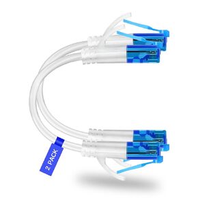 كابل إيثرنت Cat 6a بطول 0.5 قدم (عبوتان) - كابل تصحيح Cat6a، كابل تصحيح Cat 6a 28AWG 10 جيجابت في الثانية لمراكز البيانات، كابل إيثرنت Cat6a، كابل الشبكة، كابل الإنترنت (أسود، 0.5FT 2Pack)