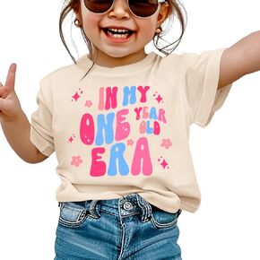 BOUTIKOME Baby Girl First Birthday Outfit 1st Birthday Shirts in My One Year Old Era T-shirt Party Tops Short Sleeve Tees