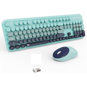 Wireless Keyboard and Mouse Combo, 2.4 GHz Wireless Full-Sized Typewriter Keyboard with Round Keycaps for Windows, Computer, Desktop, PC, Laptop (Pink) in Saudi Arabia