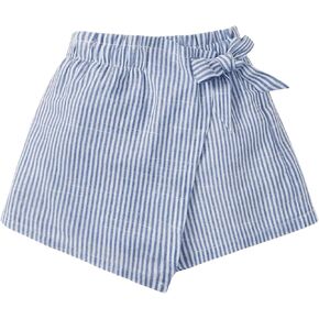 Floerns Toddler Girl's Striped Print Elastic Waist Skorts Knot Side Skirt Shorts