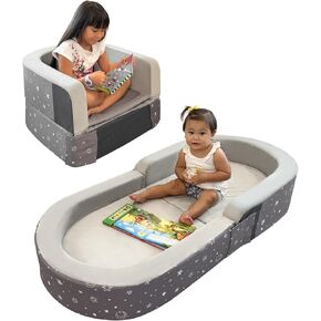 RONBEI Toddler Travel Bed, Poldable Toddler Kids Travel Beds Sofa Chair with Washable Cover