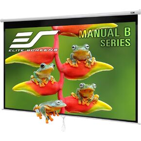 Elite Screens Manual B, 100-INCH 16:10, Manual Pull Down Projector Screen 4K / 8K Ultra HDR 3D Ready Auto-Lock Mechanism, 2-YEAR WARRANTY, M100X