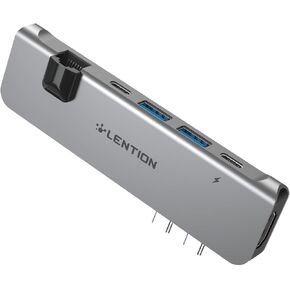 LENTION USB C Hub with Thunderbolt3(PD+Data Transfer+Video Output), 4K HDMI, USB 3.0, Gigabit Ethernet Mac Adapter Compatible New MacBook Pro, Mac Air, More (CS65, Dark Gray)