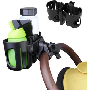 Universal Stroller Cup Holder with Phone Holder, 360° Rotatable Drink Holder for Stroller, Wheelchair, Walker, Scooter Gifts for Family Member