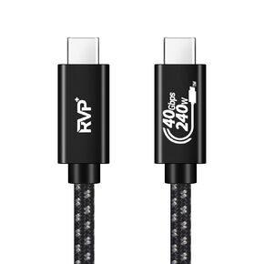 USB4 Thunderbolt 4 Cable (240w, 6FT), 40Gbps 8K Video Fast Charging USB-C to USB-C Cable - Black