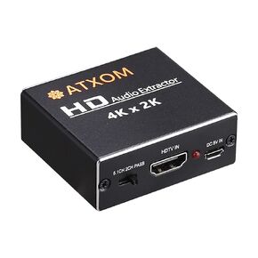 HDMI Audio Extractor 4K 60Hz HDMI to Optical SPDIF + 3.5mm AUX RCA Stereo Audio Splitter Converter Supports HDR10, HDMI 2.0, HDCP, 1080P, Digital DTS, 5.1 Sound Channels, PCM, EDID