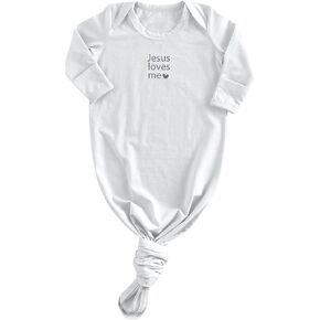 Stephan Baby Unisex Baby Super Soft Cotton Blend Knotted Sleeping Gown, Jesus Loves Me, 0-6 Months
