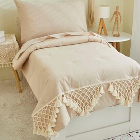 Brandream Toddler Bedding Set Girls Pink Floral Comforter Sheet Set 4 Piece Bed in A Bag Farmhouse Kids Baby Bedding with Fitted Sheet Flat Sheet Pillowcase, Luxury Design