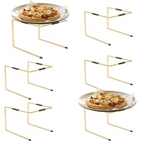 HPC DECOR 6PCS Black Metal Pizza Stands for Tables- Pizza Pan Riser Rack Holder- Food Display Riser Stands for Party Buffet Table Platter Tray- Metal Display Stands for Home, Restaurant, Catering