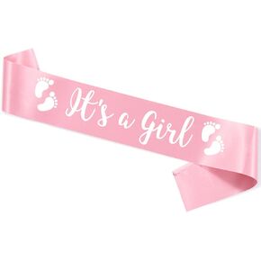 ITS A Girl Sash, Light Pink Satin with White Art Font with Baby Foot, Best Baby Shower for Future Mommy Decorations Mother Gifts, Baby Girl Mom to be Neutral Twins in Kuwait