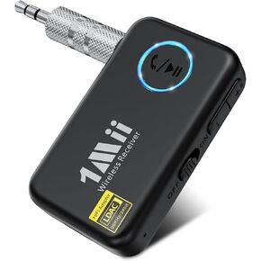 1Mii LDAC Bluetooth Aux Adapter for Car, Wireless Bluetooth 5.3 Receiver with Volume Control, 8H Battery Life, Hands Free Calls, Use in Car/Home Stereo/Wired Headphones/Speaker