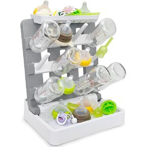 Baby Bottle Drying Rack, Vertical Standing Bottle Dryer Rack Holder-Space Saving Baby Bottle Organizer for Countertop-Holds Up to 12 Baby Bottles & Cup