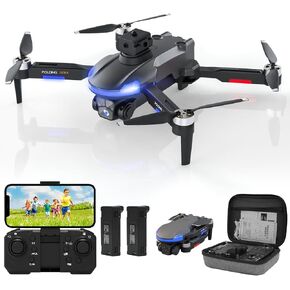 Drone with Camera for Kids, 1080P HD FPV Foldable Drones for Beginners, Brushless Motor Drone with Carrying Case, Long Flight Time, One Key Take Off/Land, Altitude Hold, 360° Flip, Obstacle Avoidance