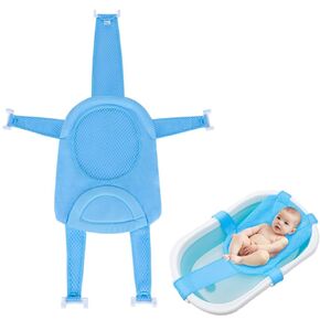 Baby Bath Seat Support Net Infant Bathing Support Mat Newborn Bath Tub Seat Cushion Pad with Five Safety Support Corner Adjustable Mesh Bathtub Sling Non Slip Shower Pad for 0-18 Months (No Bathtub)