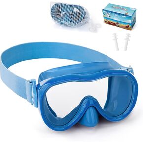 Kids Swim Goggles 180° Snorkel Diving Mask with Nose Cover, Anti-Fog Kids Swimming Goggles with Elastic Fabric Strap for Kids Boys Girls