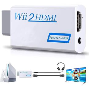 Gamer Gear HDMI Converter for Wii, HD Video Audio Output with 3.5mm Audio Jack, Support All Display Modes 1080P 720P, and Compatible with Wii, Wii U, HDTV, Monitor,