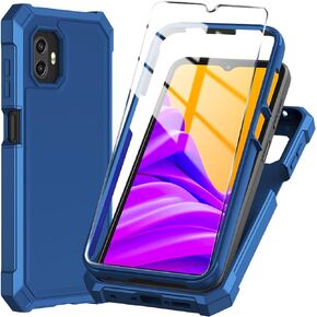 for Samsung Galaxy Xcover 6 Pro Phone Case with Tempered Glass Screen Protector,Slim Soft Silicone Full-Body Protective Case for Galaxy Xcover 6 Pro (Blue) in Kuwait