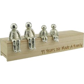 11th Anniversary Idea - 11 Years We Made A Family Metal Ornament - Choose Your Family Combination (3 Children)