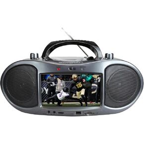 Emerson EDL-2560H Bluetooth DVD Boombox Multimedia Player, Portable Entertainment with 7'' LCD Screen, Digital TV Tuner, Bluetooth Streaming, CD/MP3 Player, AM/FM Radio, USB/SD Playback, Twin Speakers