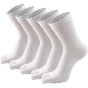 Toe Socks for Men Women - Five Finger Socks Cotton Crew Breathable for Athletic Running Sports Hiking Work 5 Pairs