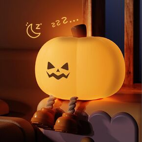 1Pack Children's Night Light Halloween, Decorative Light, 3 Mode Pumpkin Night Light, Rechargeable LED Touch Food Grade Silicone, Nursery Baby Room, Best Gift