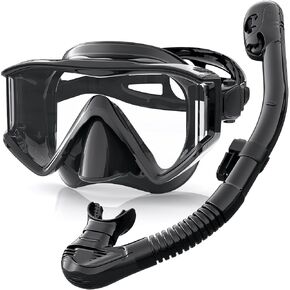 مجموعة Greatever Snorkel Set Pano 3 Window قناع الغطس للبالغين، رؤية بانورامية واسعة، قناع غوص مضاد للضباب، نظارات غطس مضادة للتسرب، غطس علوي جاف، معدات الغطس الاحترافية للبالغين