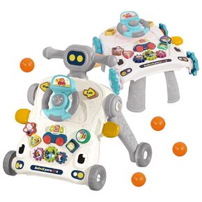 Baby Walker Sit to Stand Walker for Baby 3 in 1 Toddler Push Walker Baby Activity Table Toddler Activity Center for Newborn Toddler (Grey)