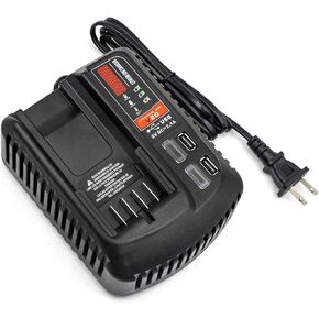 Generic 20V Battery Fast Charger with 2 USB Ports, CE, FCC, ROHS, Compatible with Craftsman CMCB202 CMCB204 CMCB206 CMCB201 CMCB100 CMCB124