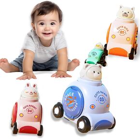 Press and Go Car Toys for Toddlers 1-3 Boys,Space Animal Racing Cars for One Year Old Boy,Baby Toys Cars for Toddlers,1st Birthday Gifts Toys (4 Pack)