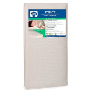 Sealy Baby EverLite Breathable Crib Mattress, Hypoallergenic 2-Stage Dual Firmness, Lightweight Sustainable, Natural Cotton Waterproof Baby Crib Mattress & Toddler Bed Mattress, Made in USA, 52" x 28"